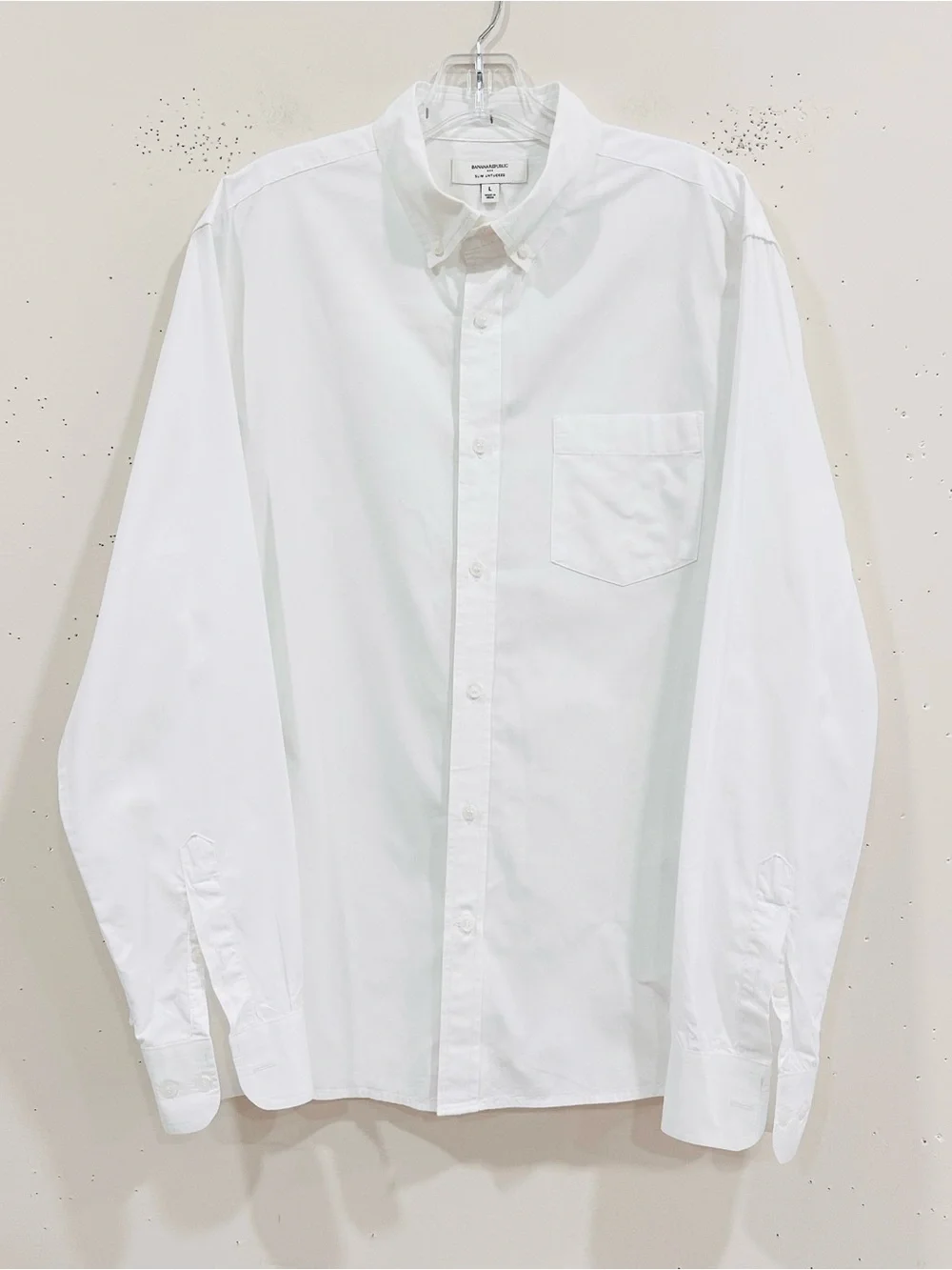 Banana Republic Men's White Slim Untucked Oxford Dress Shirt Size L Large India